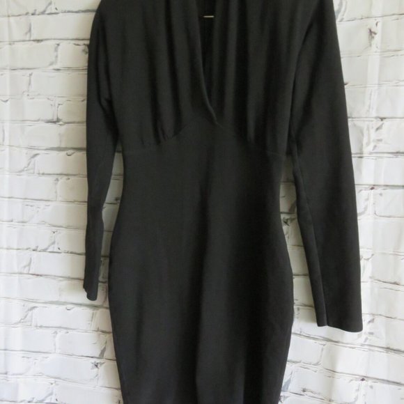 Vintage 1980s Little Black Hip Hugging Sexy Dress With Spandex - Picture 1 of 4